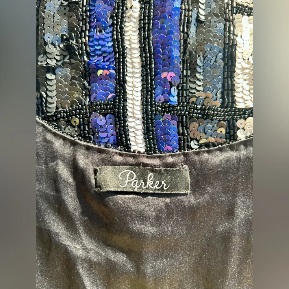 Parker Hayden Art-Deco Flapper Style Beaded Sequin Mini-Dress, 8/10 - Picture 9 of 10